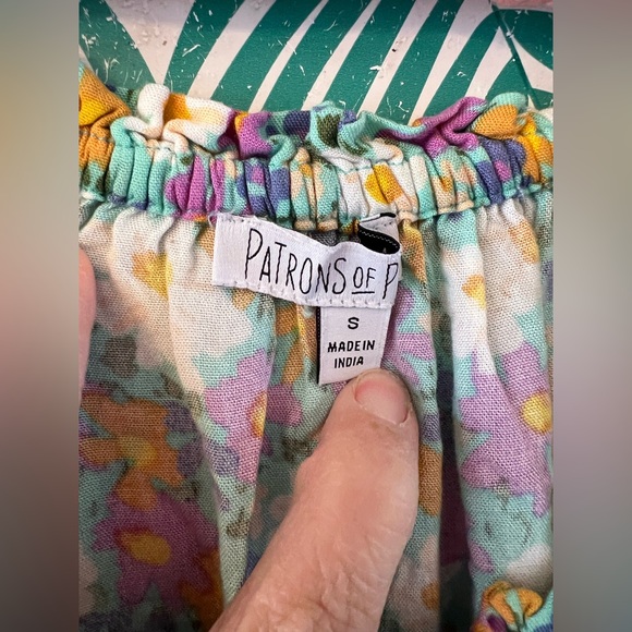 Patrons of Peace Floral Short sleeve drop waist tie neck tiered dress sz S - Picture 2 of 6